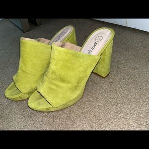 Nastygal suede green mules